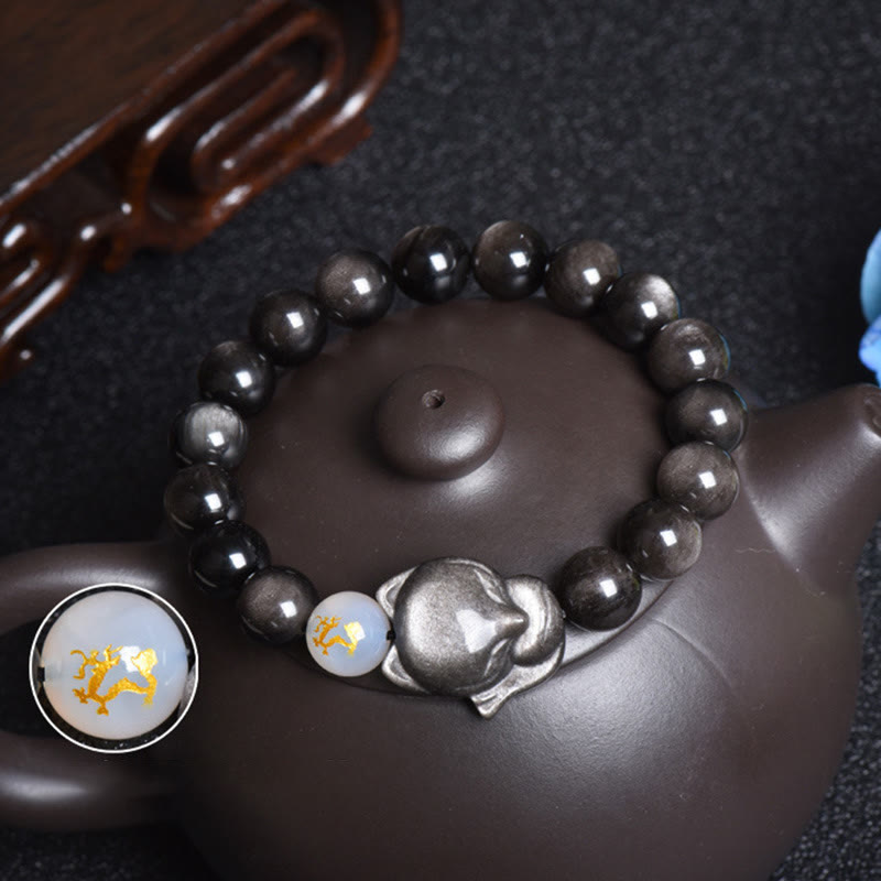 Bracelet de protection en obsidienne arc-en-ciel de 10 mm