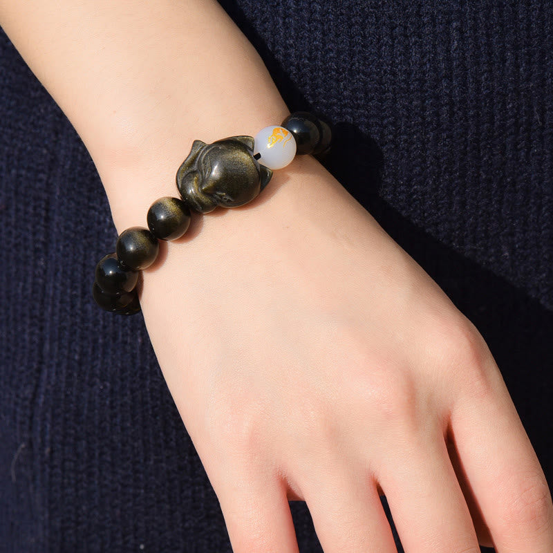 Bracelet de protection en obsidienne arc-en-ciel de 10 mm