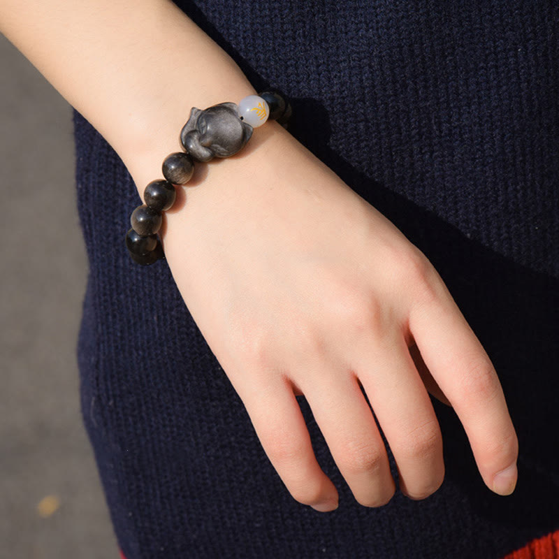 Bracelet de protection en obsidienne arc-en-ciel de 10 mm