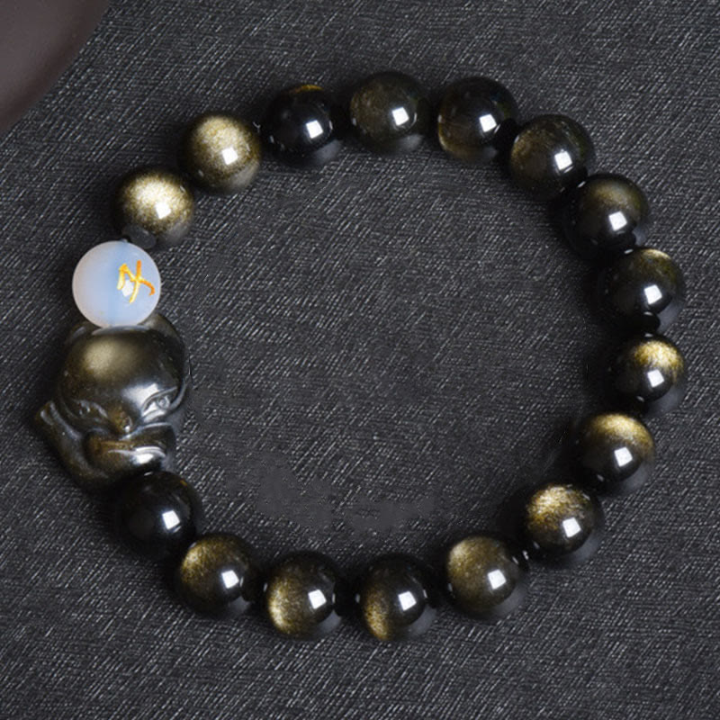 Bracelet de protection en obsidienne arc-en-ciel de 10 mm