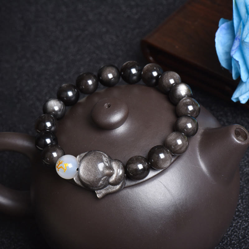 Bracelet de protection en obsidienne arc-en-ciel de 10 mm