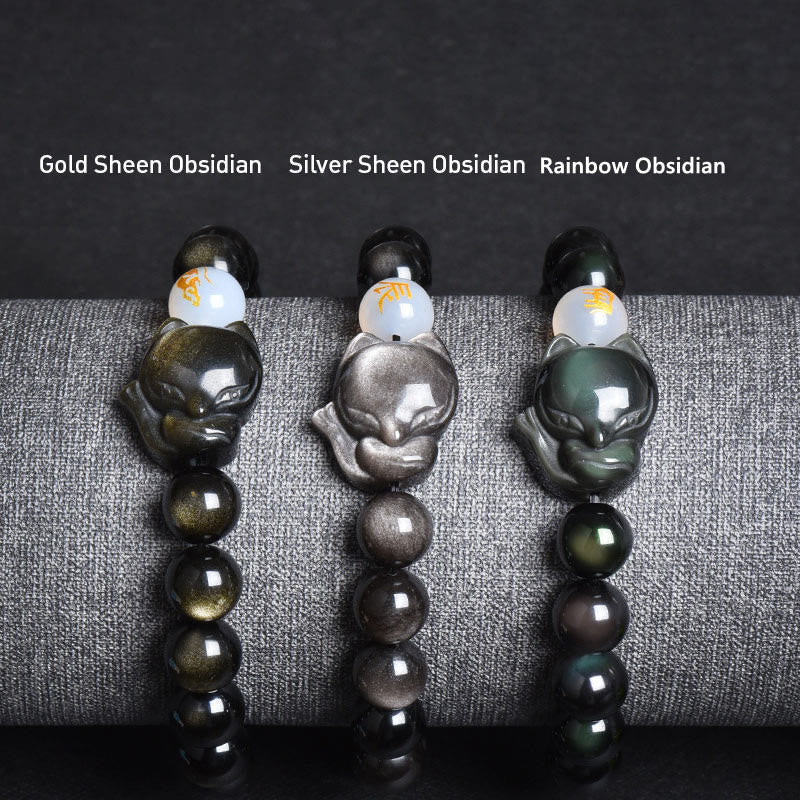 Bracelet de protection en obsidienne arc-en-ciel de 10 mm