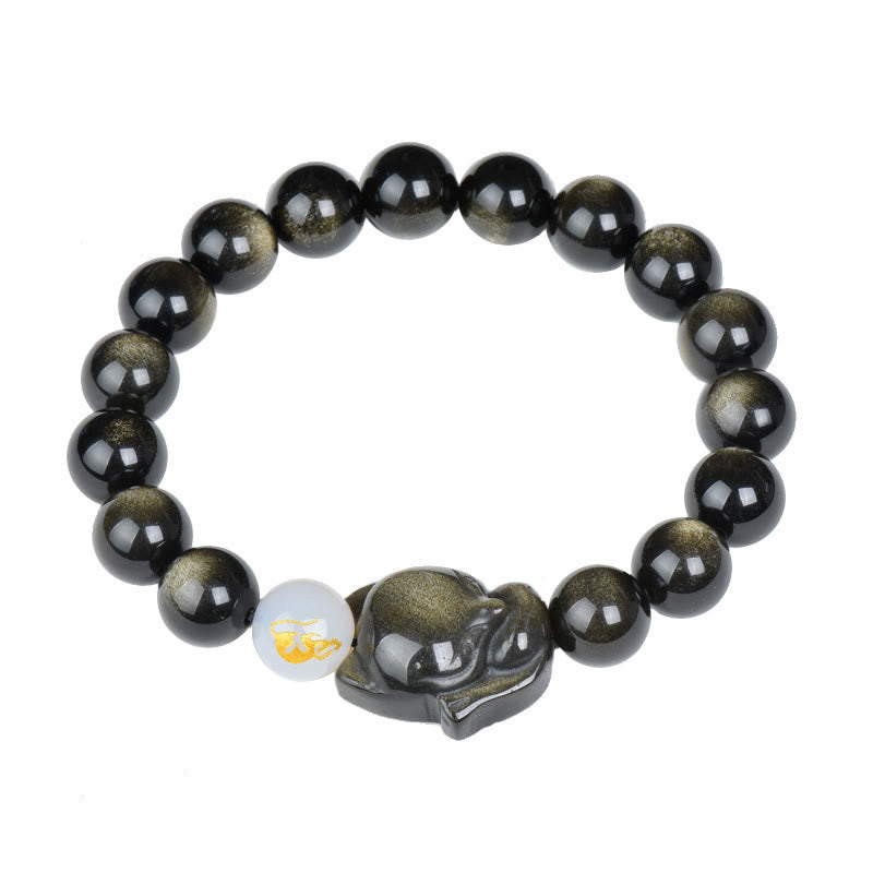 Bracelet de protection en obsidienne arc-en-ciel de 10 mm