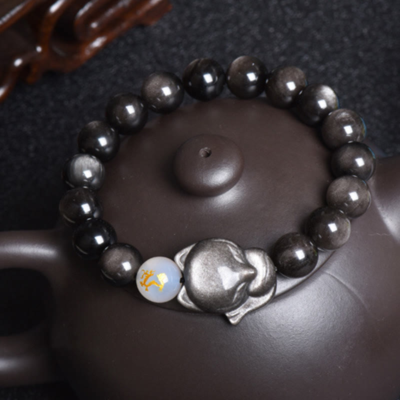 Bracelet de protection en obsidienne arc-en-ciel de 10 mm