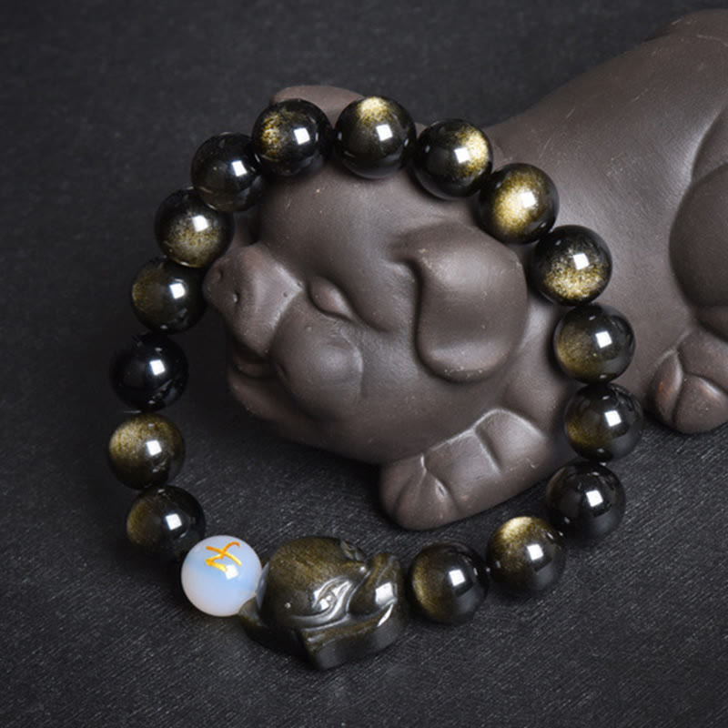 Bracelet de protection en obsidienne arc-en-ciel de 10 mm