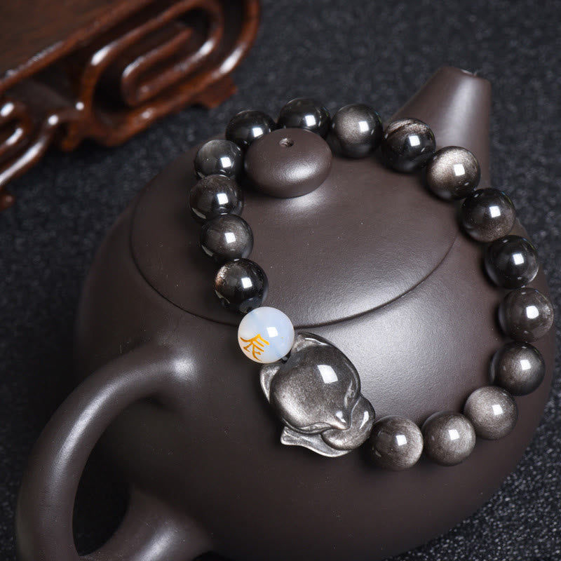 Bracelet de protection en obsidienne arc-en-ciel de 10 mm