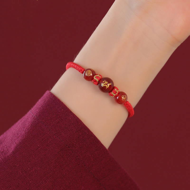 Bracelet de protection du zodiaque chinois en agate rouge de 10 mm