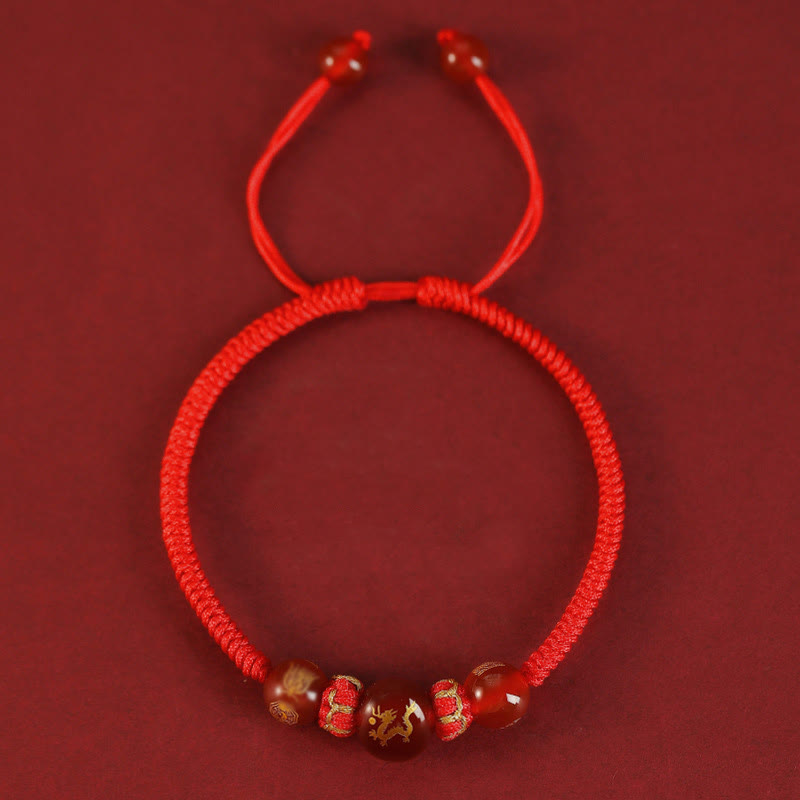 Bracelet de protection du zodiaque chinois en agate rouge de 10 mm