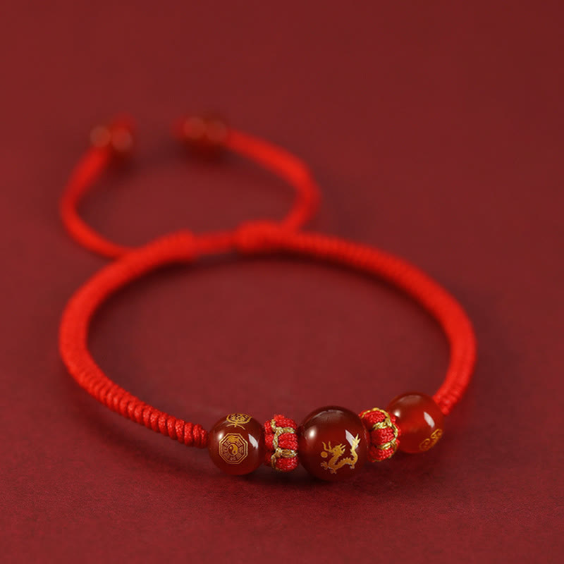 Bracelet de protection du zodiaque chinois en agate rouge de 10 mm