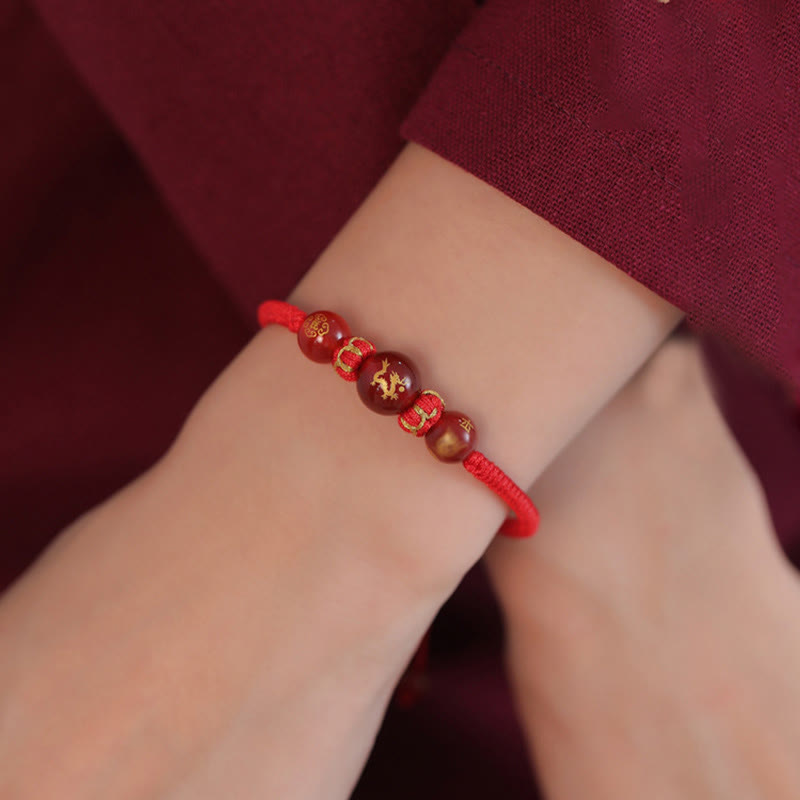 Bracelet de protection du zodiaque chinois en agate rouge de 10 mm