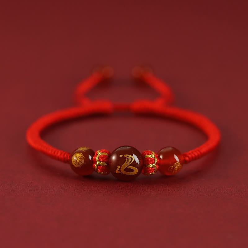 Bracelet de protection du zodiaque chinois en agate rouge de 10 mm