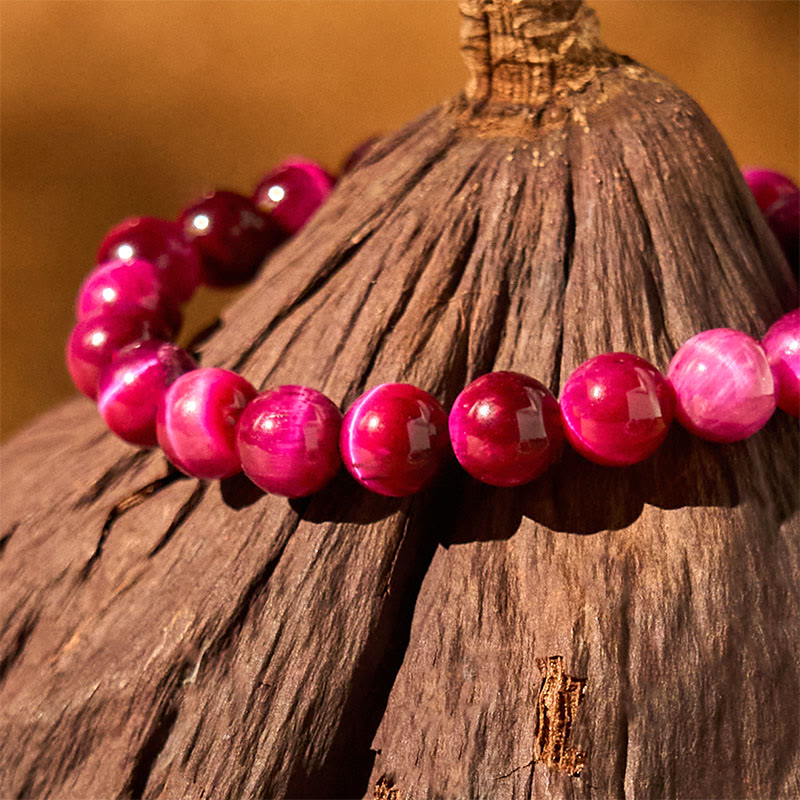 Bracelet œil de tigre rouge 10 mm pour l'équilibre émotionnel