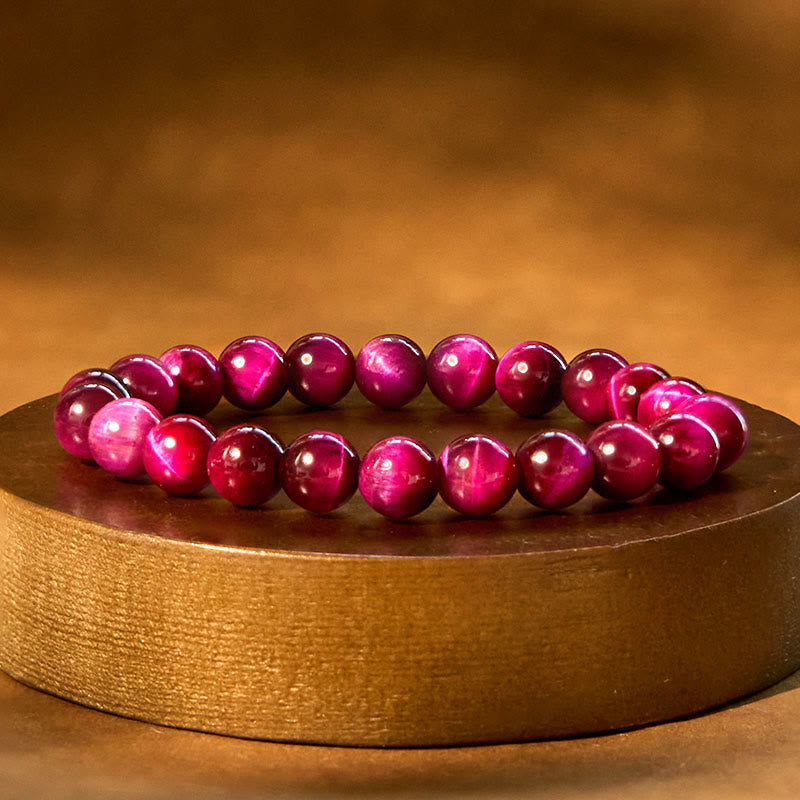 Bracelet œil de tigre rouge 10 mm pour l'équilibre émotionnel