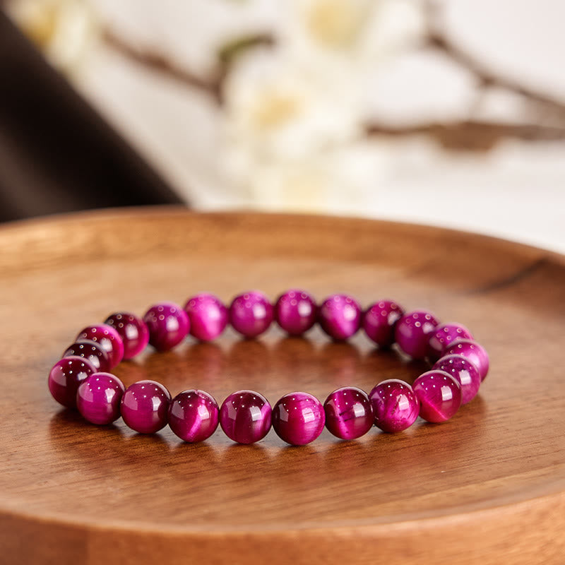 Bracelet œil de tigre rouge 10 mm pour l'équilibre émotionnel