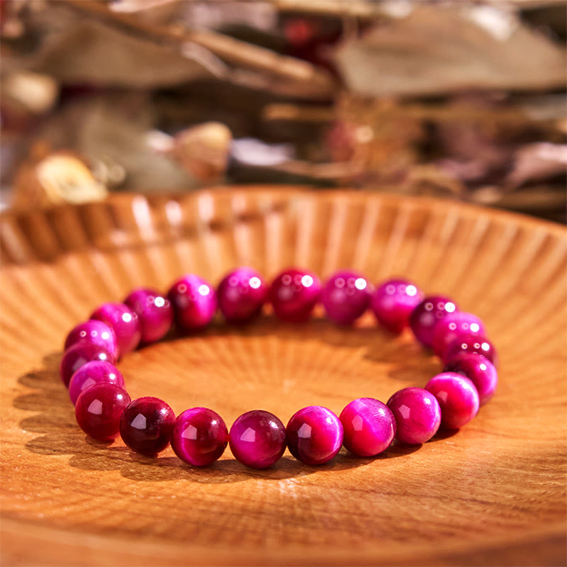 Bracelet œil de tigre rouge 10 mm pour l'équilibre émotionnel