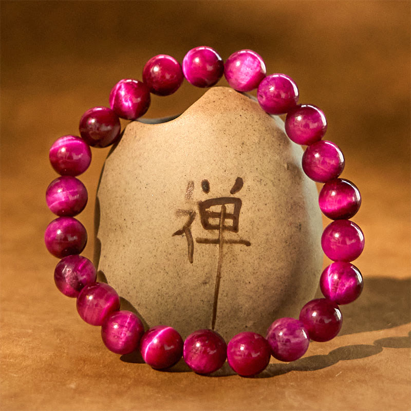 Bracelet œil de tigre rouge 10 mm pour l'équilibre émotionnel