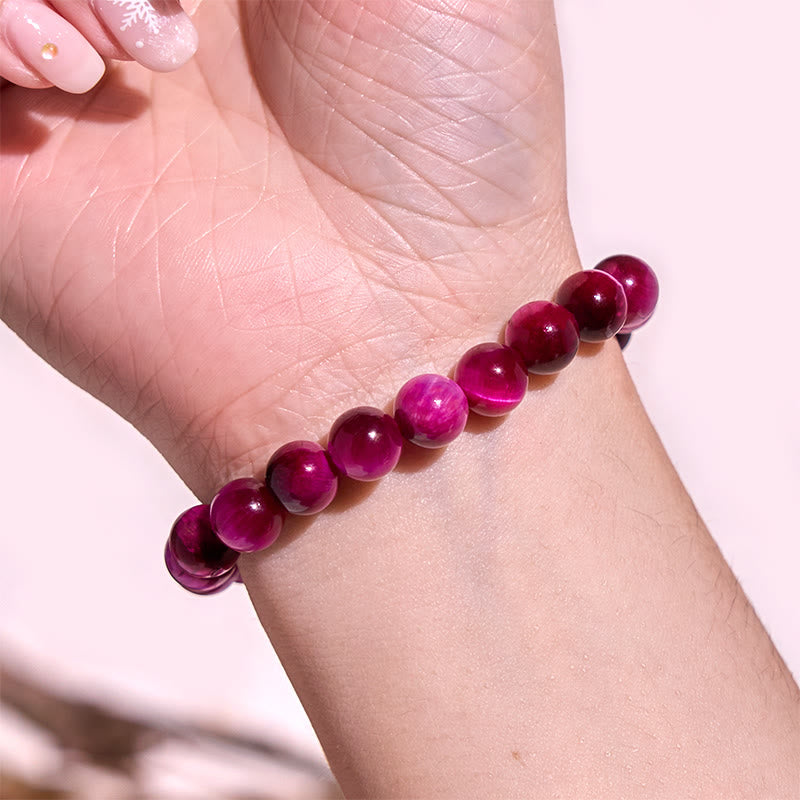Bracelet œil de tigre rouge 10 mm pour l'équilibre émotionnel