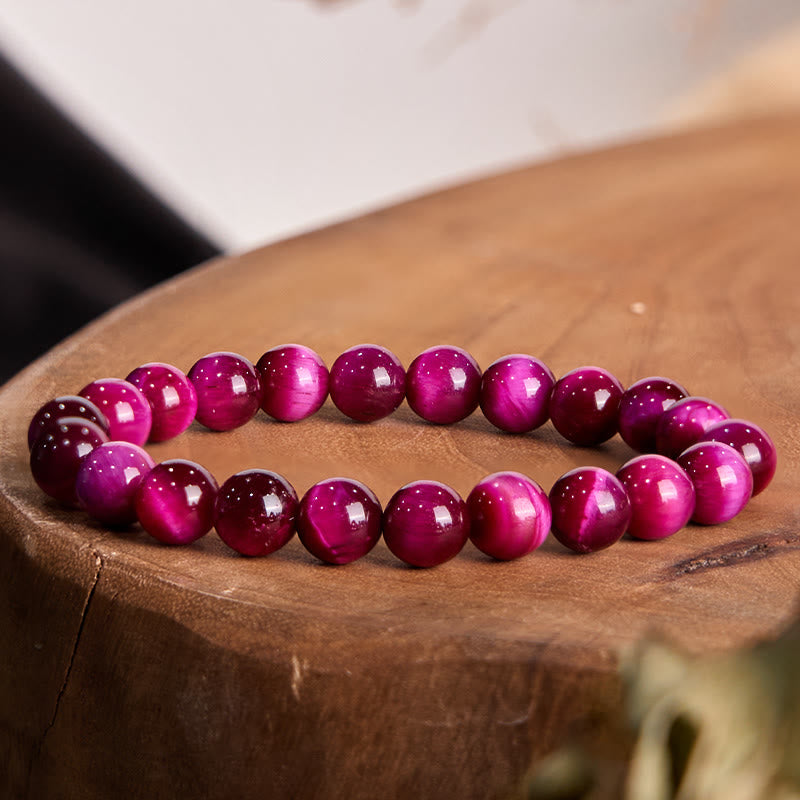 Bracelet œil de tigre rouge 10 mm pour l'équilibre émotionnel