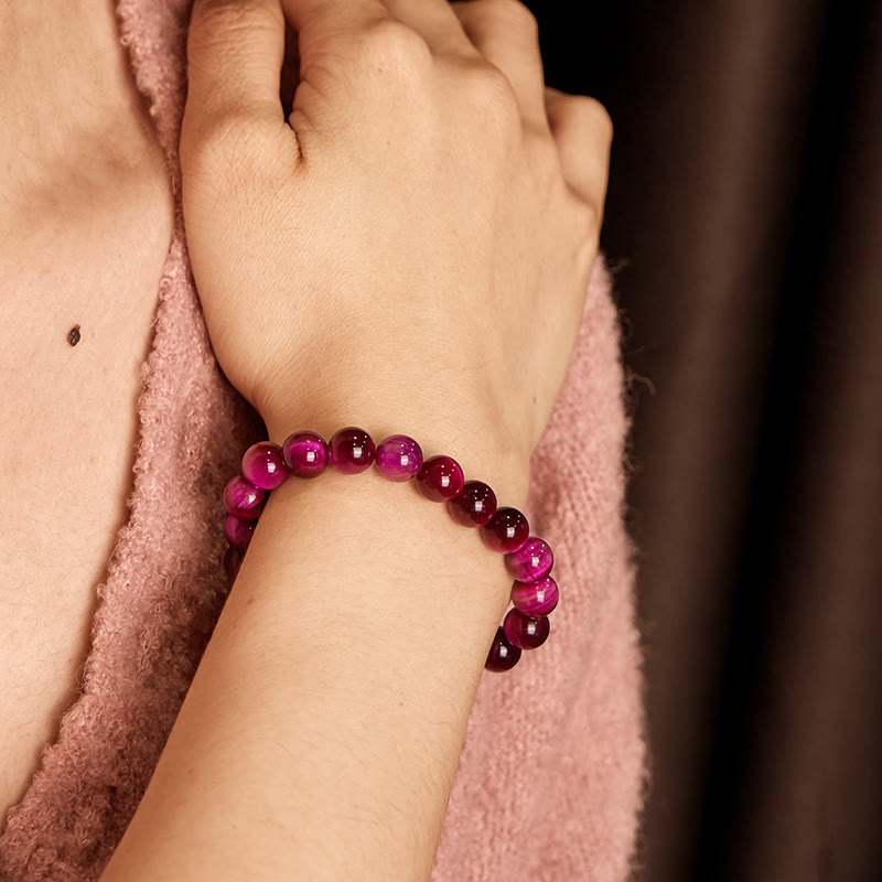 Bracelet œil de tigre rouge 10 mm pour l'équilibre émotionnel