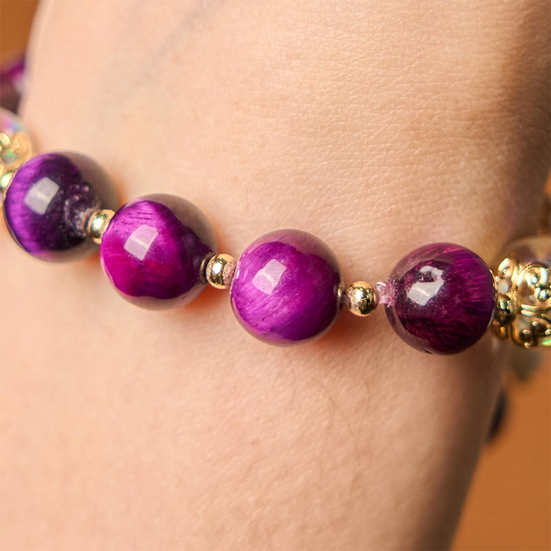 Bracelet de protection œil de tigre rouge 10 mm pour femme