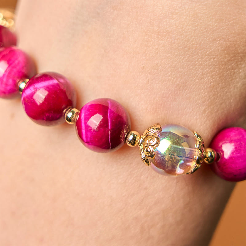 Bracelet de protection œil de tigre rouge 10 mm pour femme