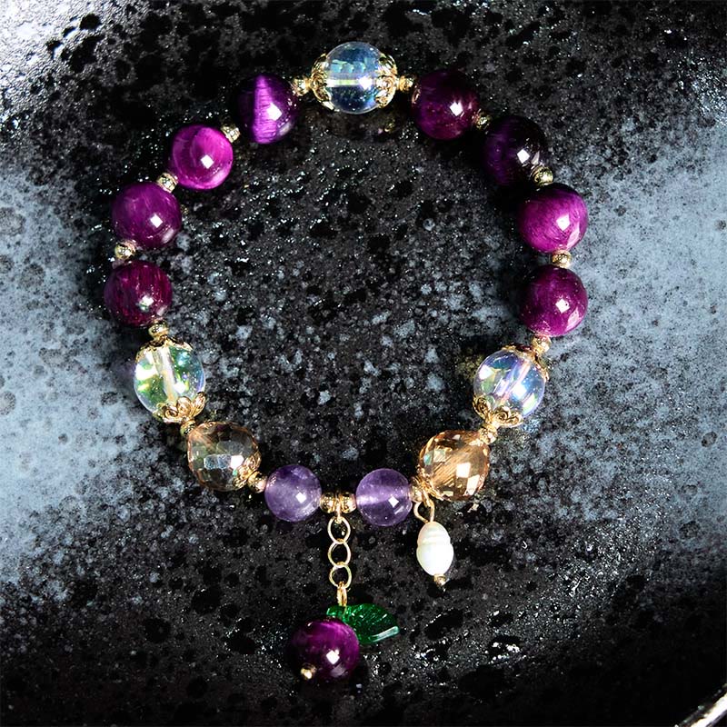 Bracelet de protection œil de tigre rouge 10 mm pour femme