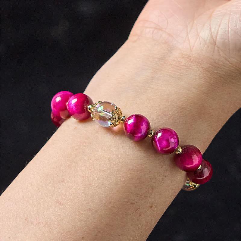Bracelet de protection œil de tigre rouge 10 mm pour femme