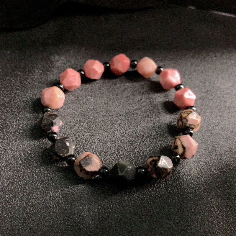 Bracelet polygone en rhodonite 10 mm pour femme