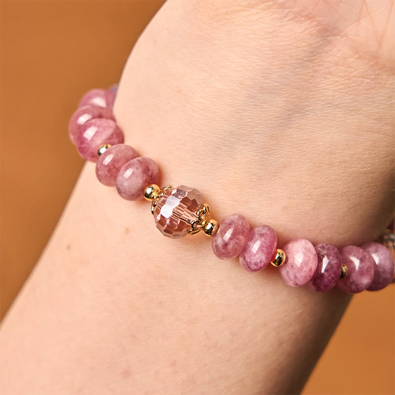 Bracelet boucle de paix en quartz rose de 10 mm pour femme