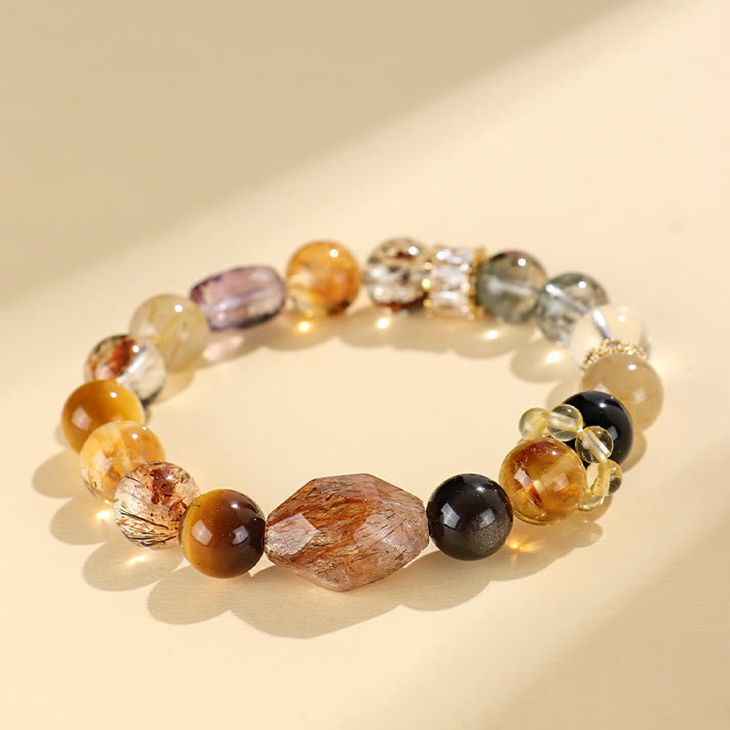 Bracelet de guérison en cristal œil de tigre Super Seven de 10 mm