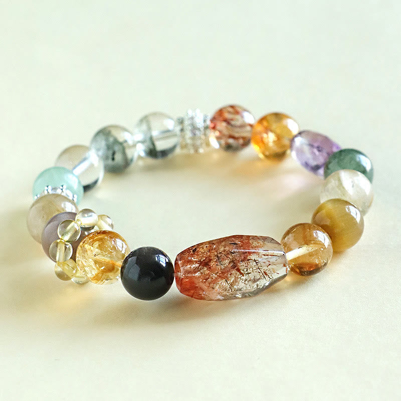 Bracelet de guérison en cristal œil de tigre Super Seven de 10 mm