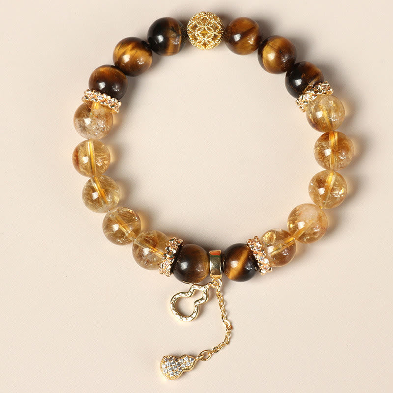 Bracelet de force en œil de tigre et citrine de 10 mm