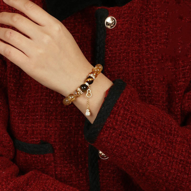 Bracelet de force en œil de tigre et citrine de 10 mm