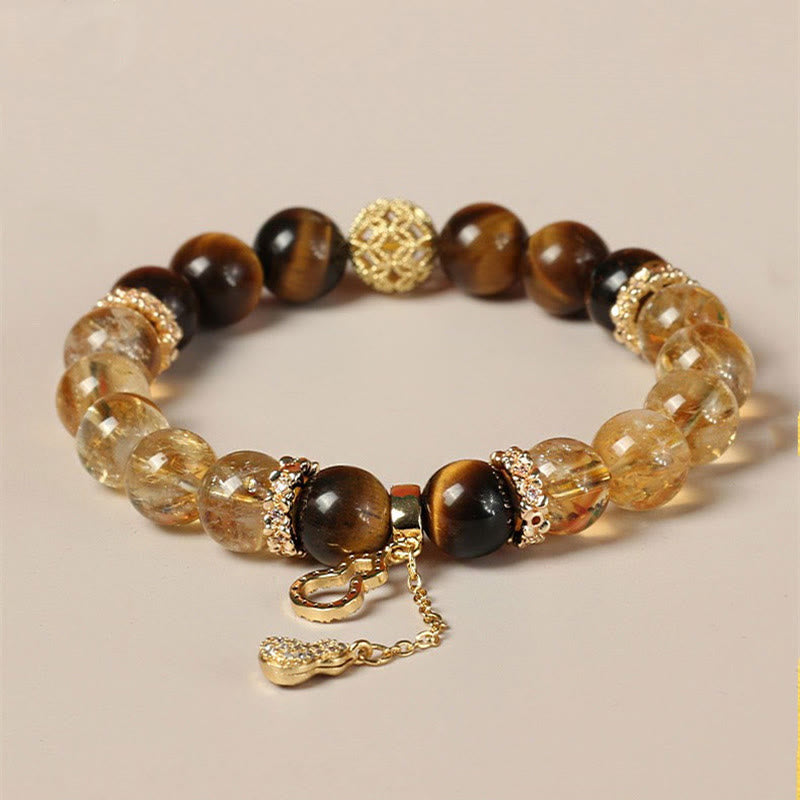 Bracelet de force en œil de tigre et citrine de 10 mm