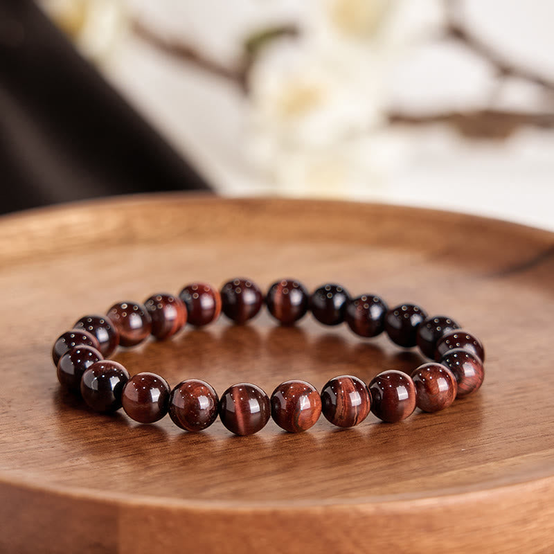 Bracelet de perles de courage en œil de tigre de 10 mm pour la protection