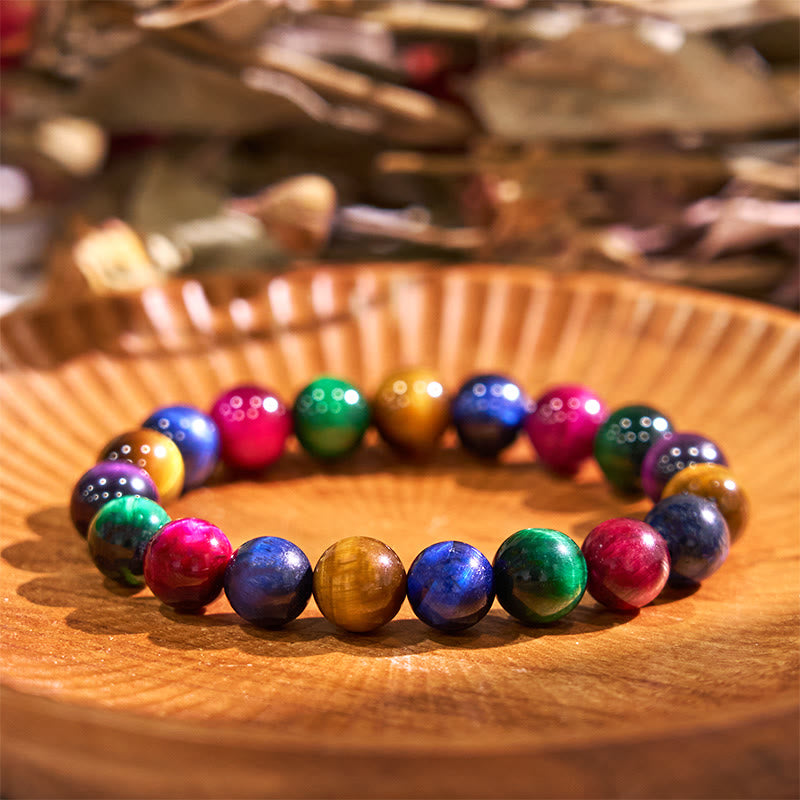 Bracelet Courage en œil de tigre de 10 mm pour la force et la protection