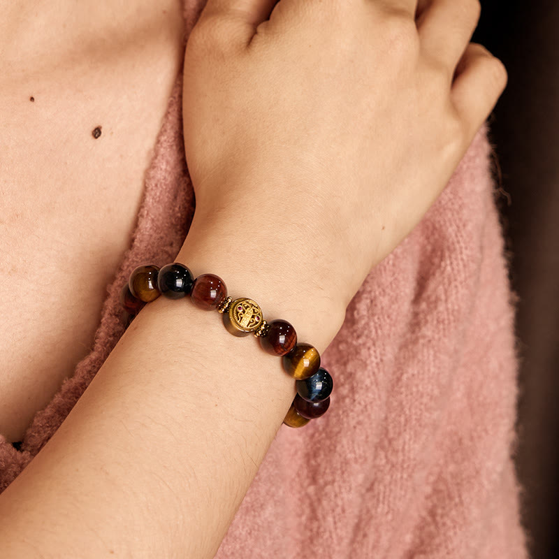 Bracelet de protection et de courage en œil de tigre de 10 mm pour la résilience