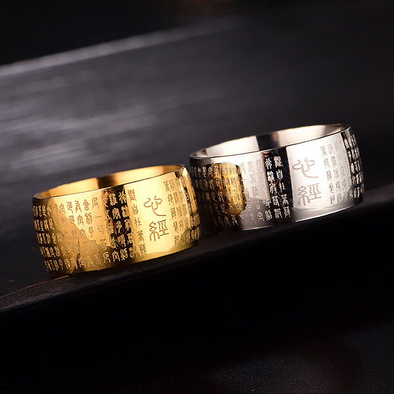 Bague spirituelle Sutra du cœur en acier titane de 10 mm pour l'équilibre