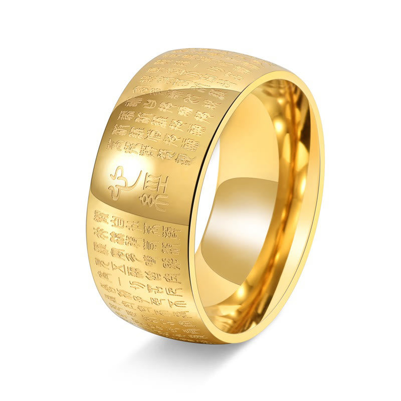 Bague spirituelle Sutra du cœur en acier titane de 10 mm pour l'équilibre