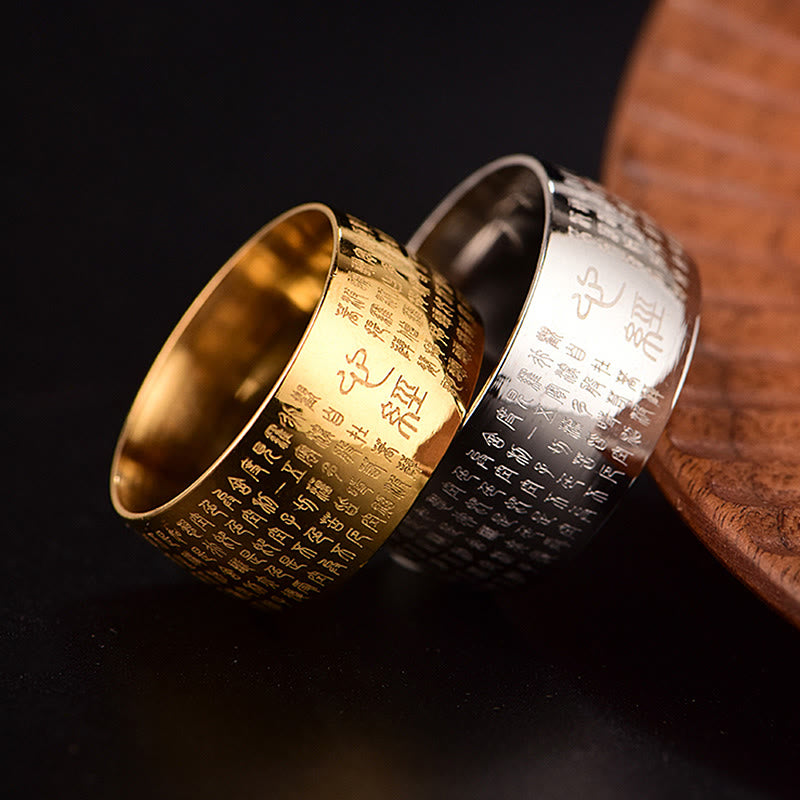 Bague spirituelle Sutra du cœur en acier titane de 10 mm pour l'équilibre