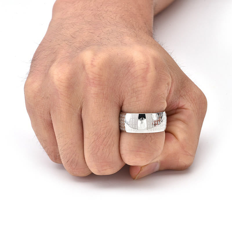 Bague spirituelle Sutra du cœur en acier titane de 10 mm pour l'équilibre