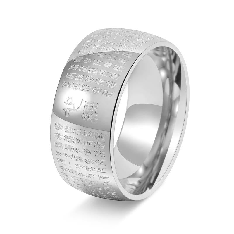 Bague spirituelle Sutra du cœur en acier titane de 10 mm pour l'équilibre