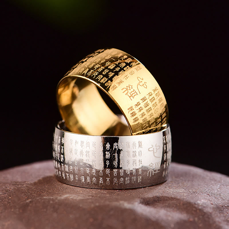 Bague spirituelle Sutra du cœur en acier titane de 10 mm pour l'équilibre