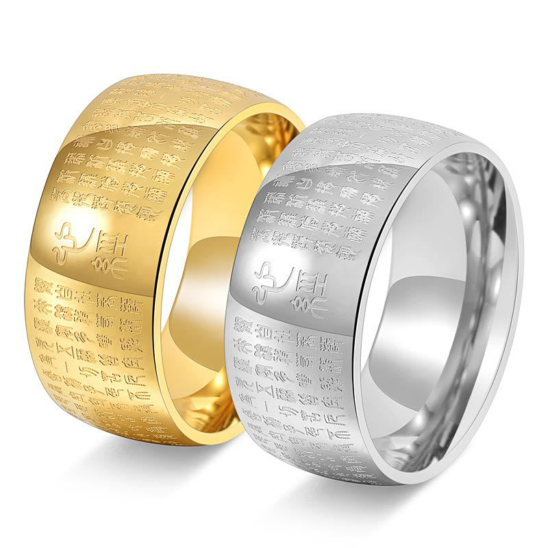 Bague spirituelle Sutra du cœur en acier titane de 10 mm pour l'équilibre
