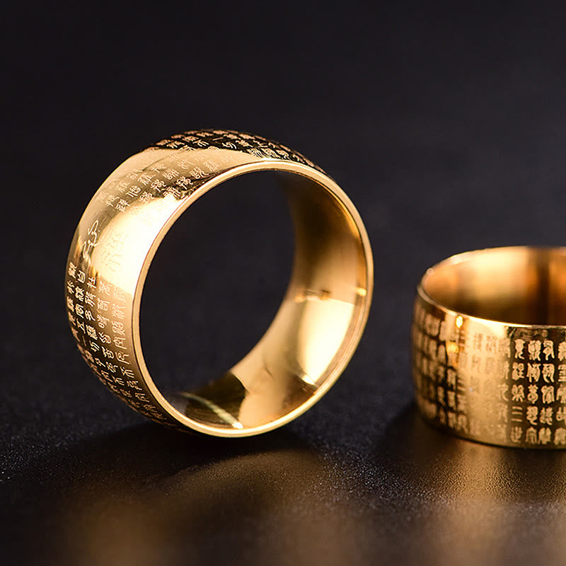 Bague spirituelle Sutra du cœur en acier titane de 10 mm pour l'équilibre