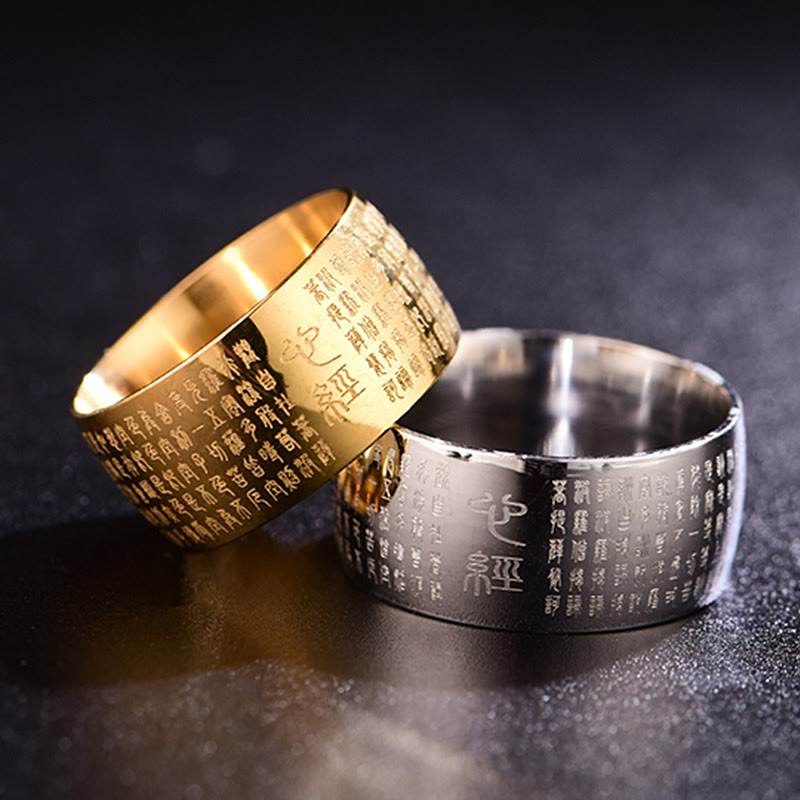 Bague spirituelle Sutra du cœur en acier titane de 10 mm pour l'équilibre