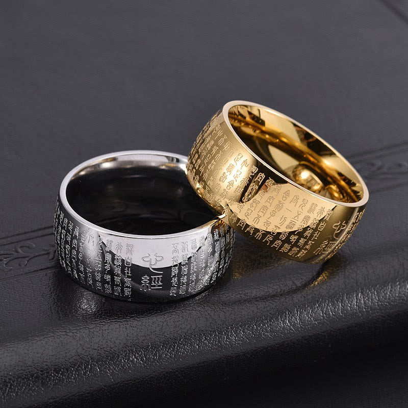 Bague spirituelle Sutra du cœur en acier titane de 10 mm pour l'équilibre