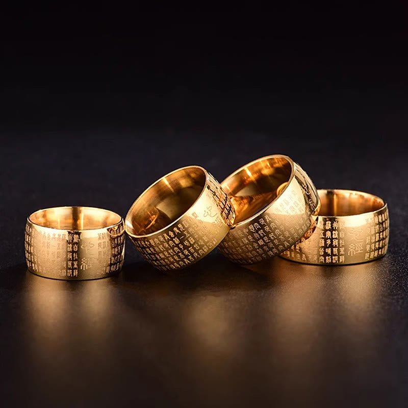 Bague spirituelle Sutra du cœur en acier titane de 10 mm pour l'équilibre