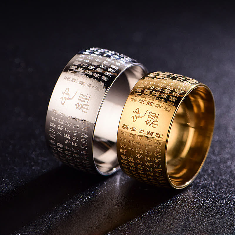 Bague spirituelle Sutra du cœur en acier titane de 10 mm pour l'équilibre