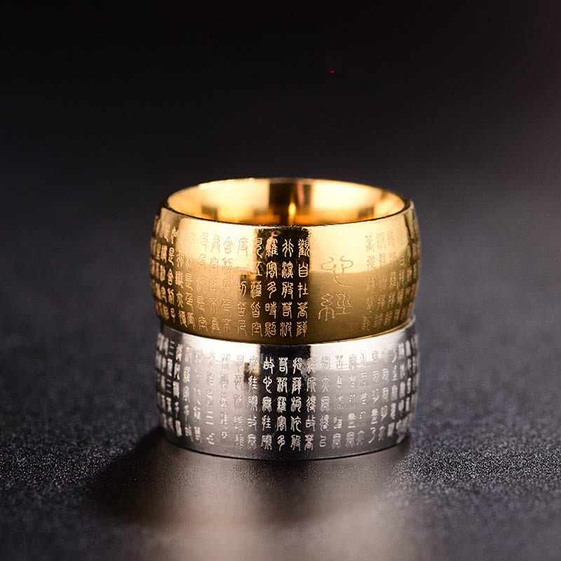 Bague spirituelle Sutra du cœur en acier titane de 10 mm pour l'équilibre